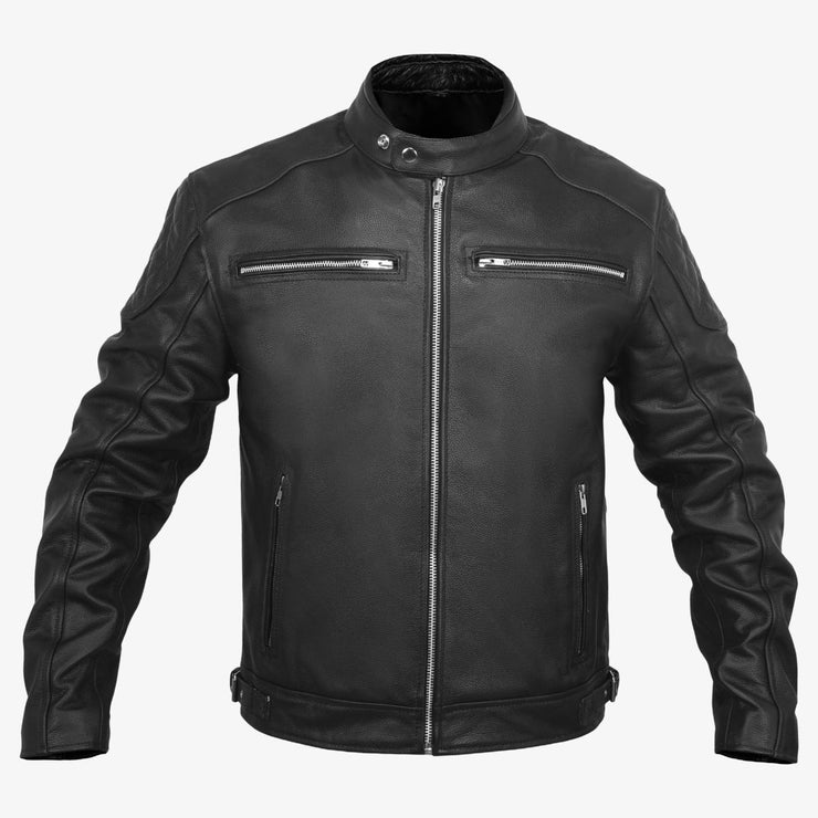 Rider Jacket - Leather Motorcycle Jacket for Men Riding Cafe Racer Biker Riding Jackets Ce Armor Black Men’s