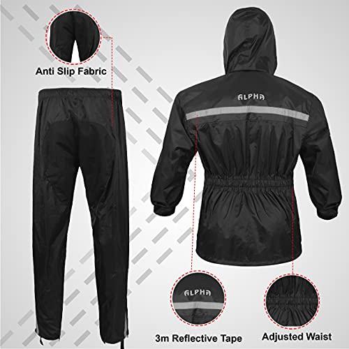 Alpha Cycle Gear Rain Suit for Men & Women Jackets Pant Gear Reflective Rainsuit Waterproof
